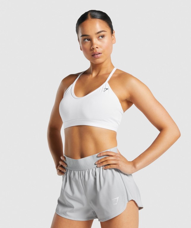 Gymshark V Neck Trenings Sports Bra Hvite | NseTQ5SUNsI