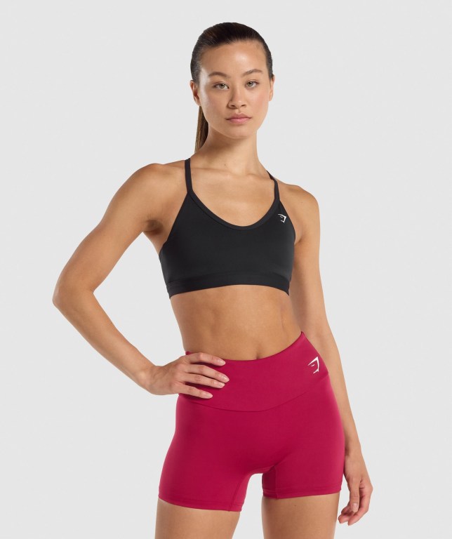 Gymshark V Neck Trenings Sports Bra Svarte | r5zWO5vxdFN