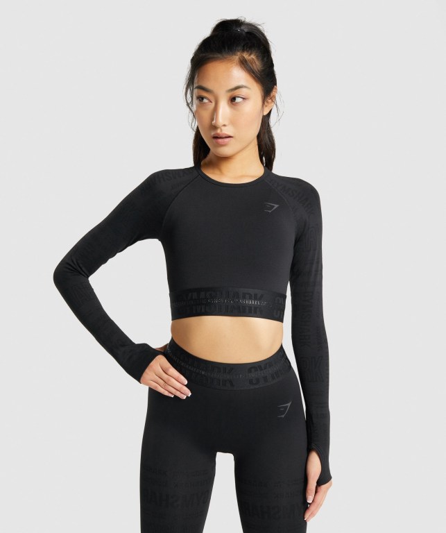 Gymshark Vision Crop Top Svarte | NCv7ZYjrusP