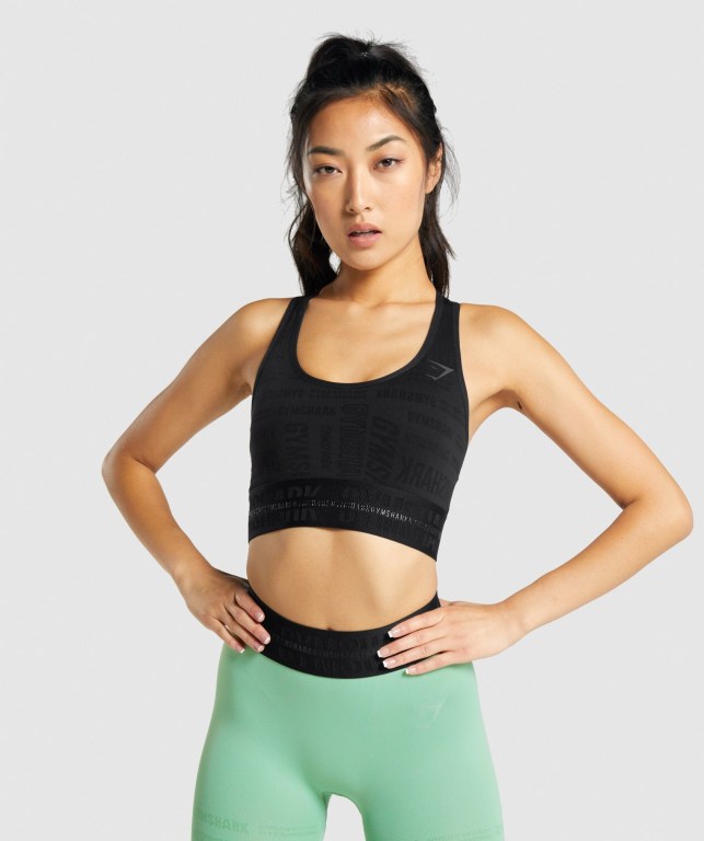 Gymshark Vision Sports Bra Svarte | hHMDWQ9OU5X