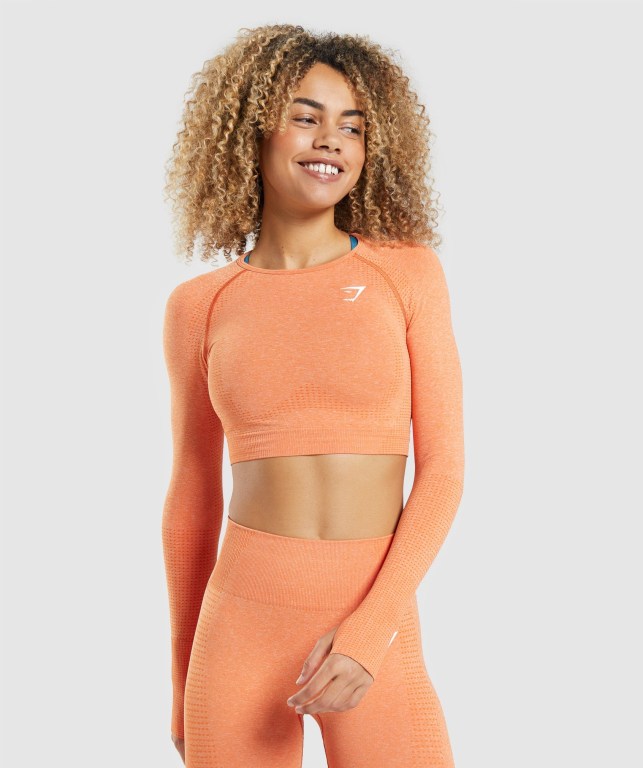 Gymshark Vital Seamless 2.0 Crop Top Aprikos Oransje | T8pkEUQXarU