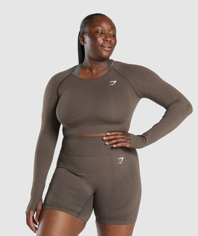 Gymshark Vital Seamless 2.0 Crop Top Brune | rCdfyr3O7sm