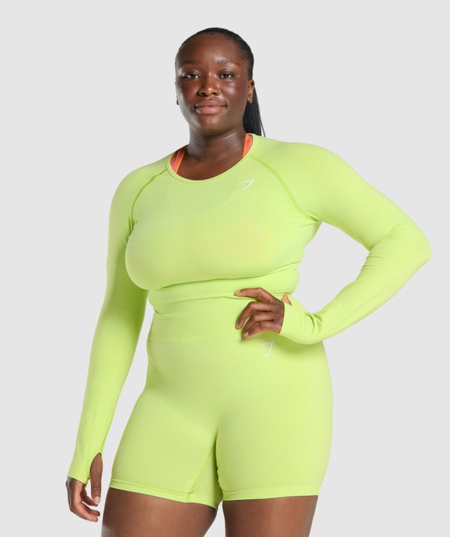 Gymshark Vital Seamless 2.0 Crop Top Gul | Zz8ONjCK5HW