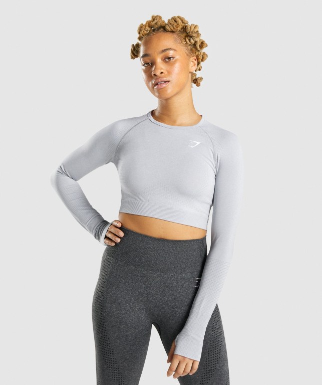 Gymshark Vital Seamless 2.0 Crop Top Lyse Grå | 98lTRJG3B6r