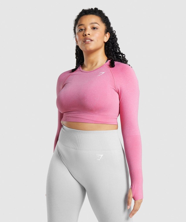 Gymshark Vital Seamless 2.0 Crop Top Rosa | 5O5X2fjYBdm