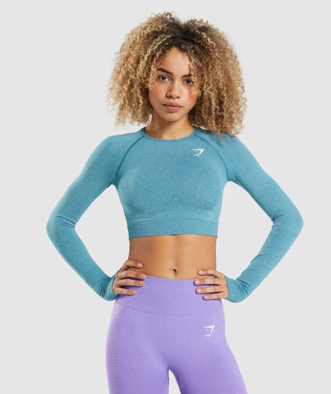 Gymshark Vital Seamless 2.0 Crop Top Turkis | BK3WQcPbgdi