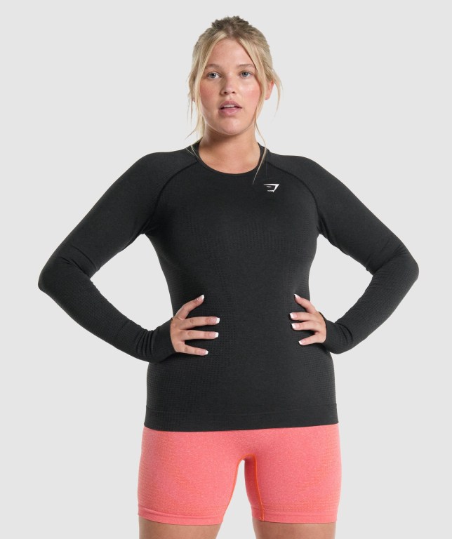 Gymshark Vital Seamless 2.0 Top Svarte | iU3vJMAvANS