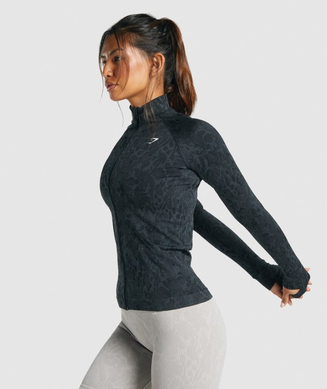 Gymshark Adapt Animal Seamless Zip Up Svarte | jJcKfHeByE6