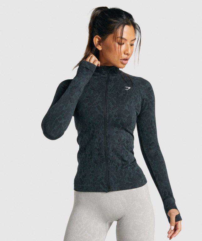 Gymshark Adapt Animal Seamless Zip Up Svarte | jJcKfHeByE6