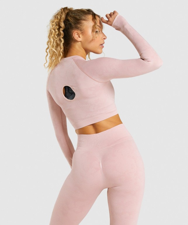 Gymshark Adapt Camo Seamless Crop Top Lyse Rosa | cryAbvKpwlT