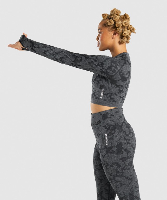 Gymshark Adapt Camo Seamless Crop Top Svarte | dqVQaOuEW5R