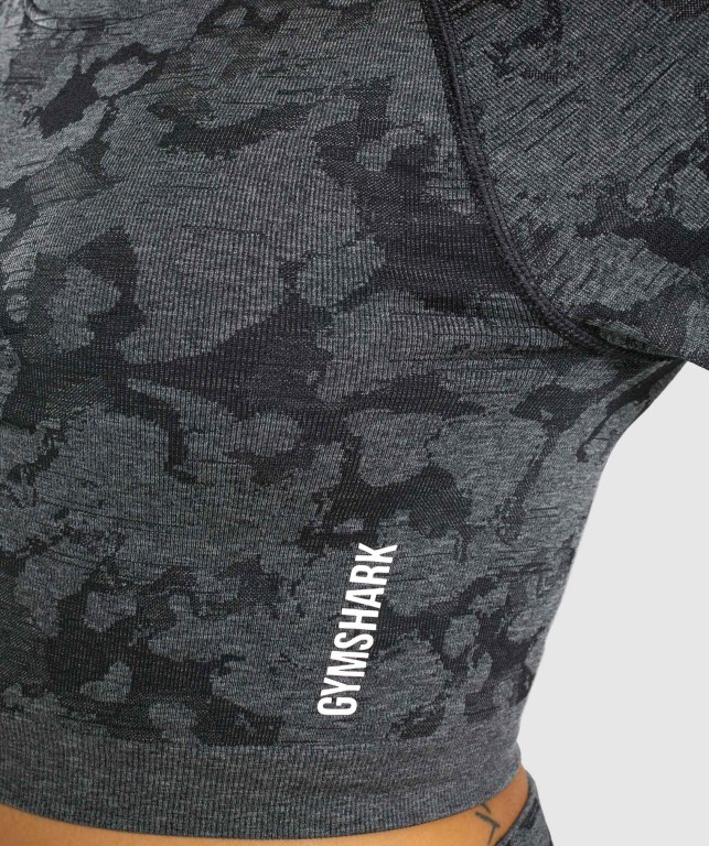 Gymshark Adapt Camo Seamless Crop Top Svarte | dqVQaOuEW5R