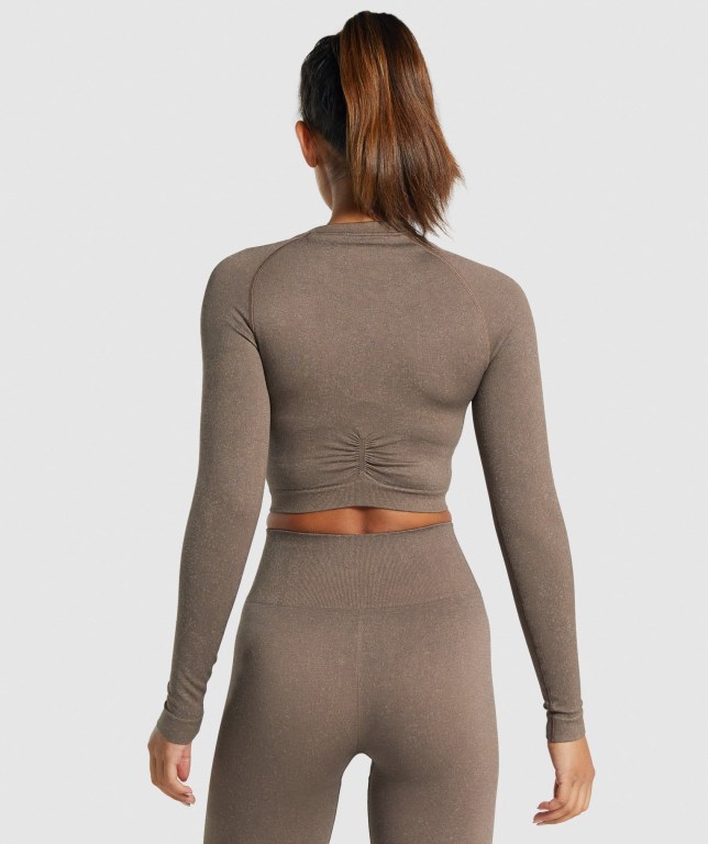 Gymshark Adapt Fleck Seamless Crop Top Brune | oFNMhBE63e5