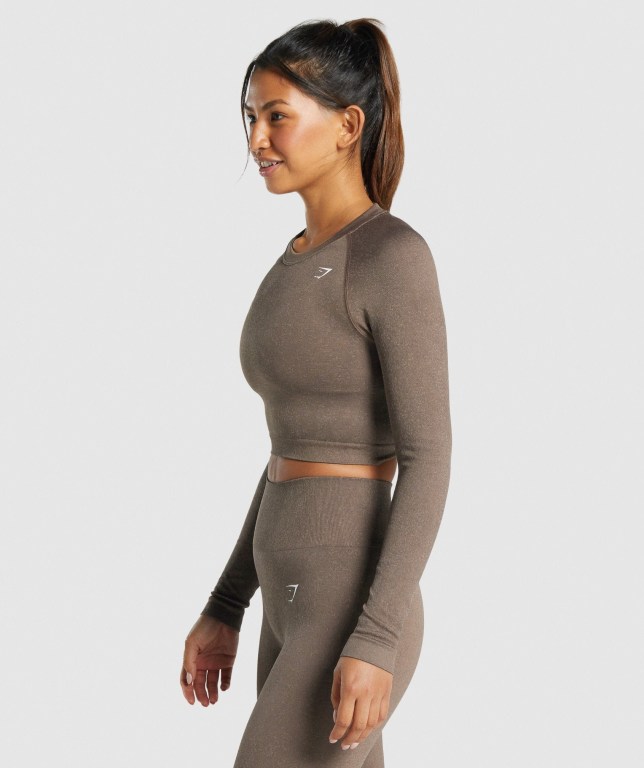 Gymshark Adapt Fleck Seamless Crop Top Brune | oFNMhBE63e5