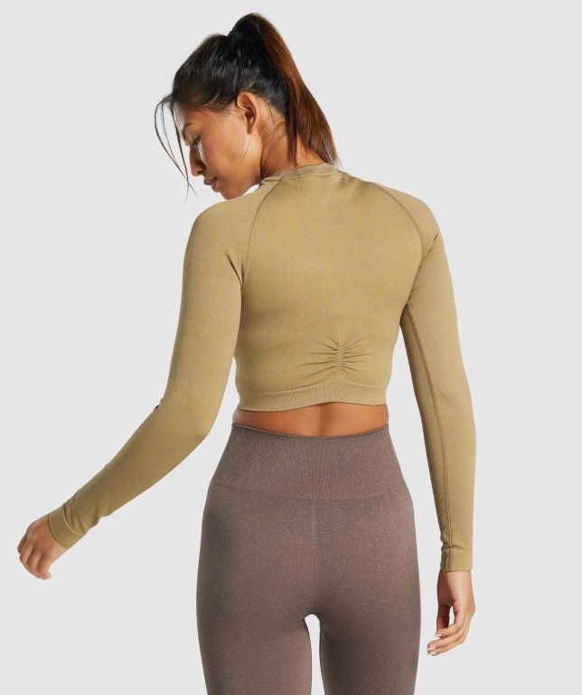 Gymshark Adapt Fleck Seamless Crop Top Lyse Brune | vikU8juXhep