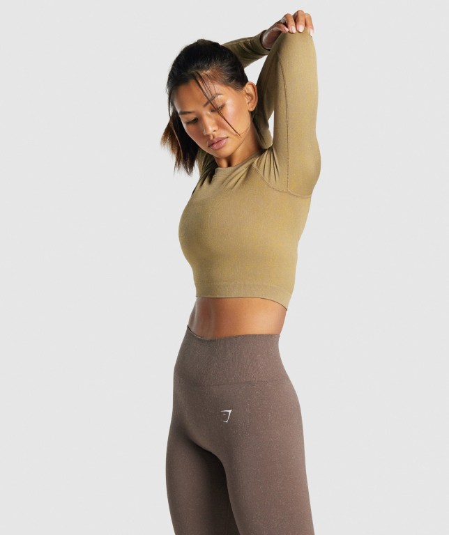 Gymshark Adapt Fleck Seamless Crop Top Lyse Brune | vikU8juXhep