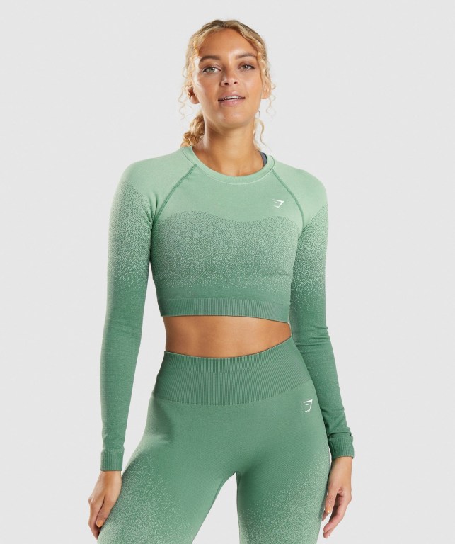 Gymshark Adapt Ombre Seamless Crop Top Grønn Lyse Grønn | bgLI6X1A4vP