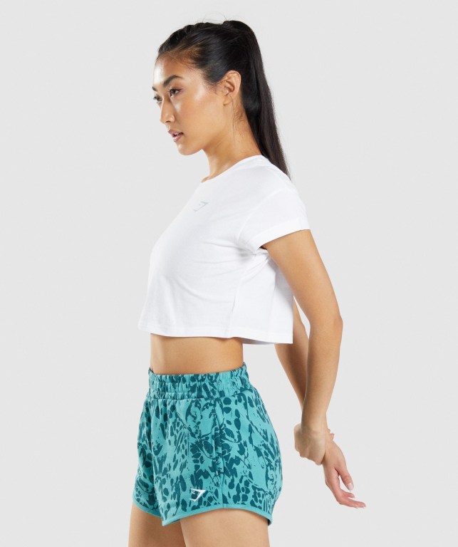 Gymshark Animal Graphic Crop Hvite | JLWS9jxTjrD