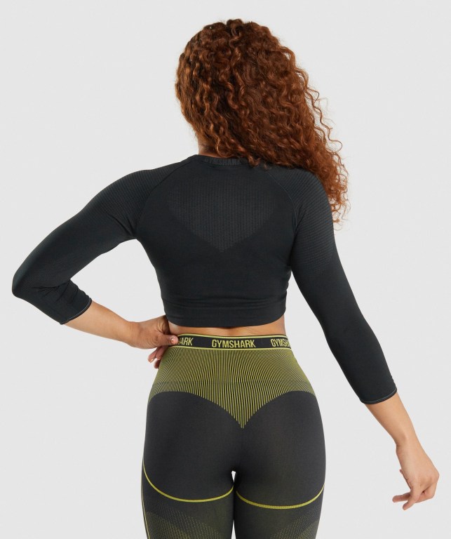 Gymshark Apex Seamless Crop Top Svarte | q8F2AyqlXdg