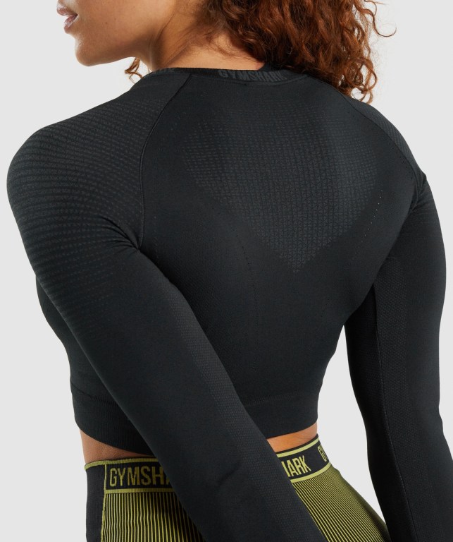 Gymshark Apex Seamless Crop Top Svarte | q8F2AyqlXdg