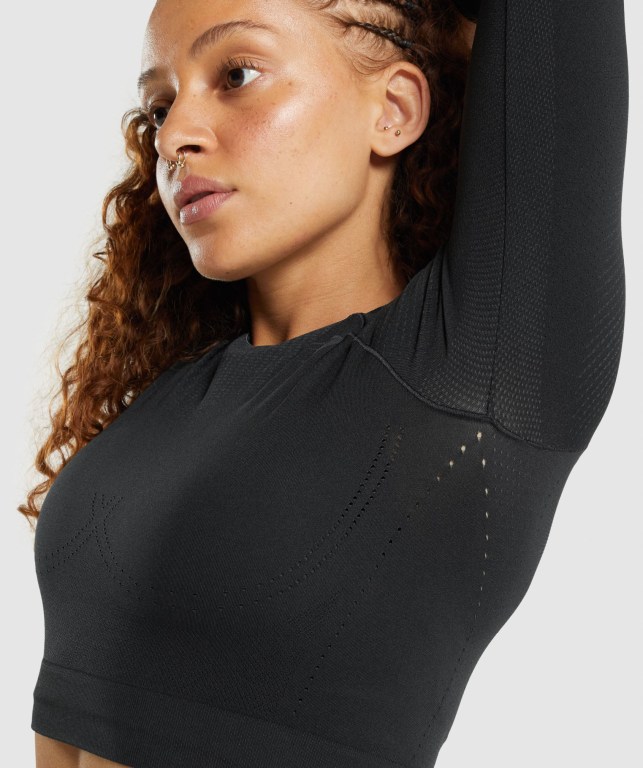 Gymshark Apex Seamless Crop Top Svarte | q8F2AyqlXdg