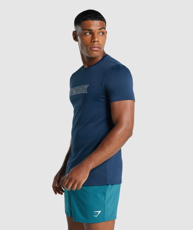 Gymshark Arrival Graphic Marineblå | txUOhvCBqYa