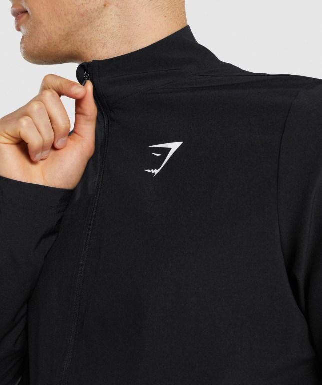 Gymshark Arrival Woven Full Zip Jacket Svarte | LGMPGM5gJC2