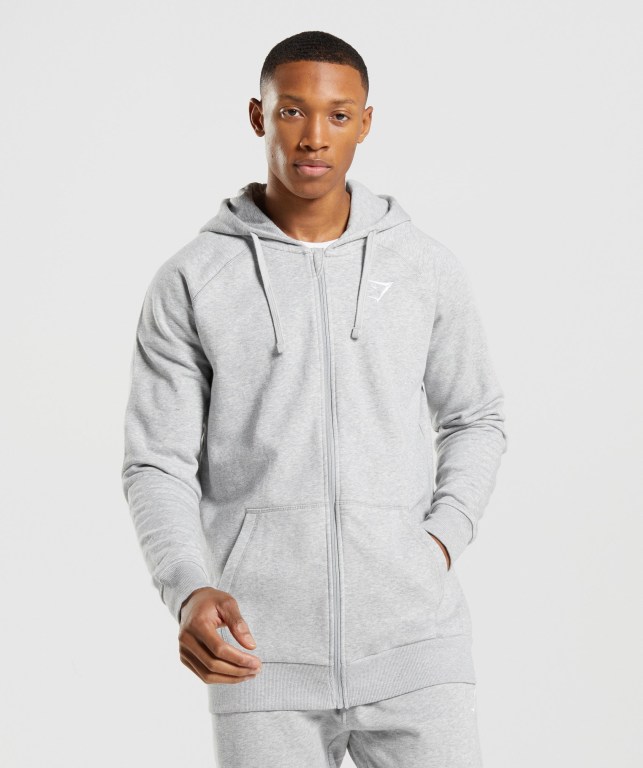 Gymshark Crest Zip Up Lyse Grå | 9Bzz9BkxPpf