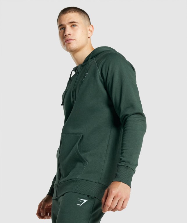 Gymshark Crest Zip Up Mørke Grønn | z9zatucH5Q7