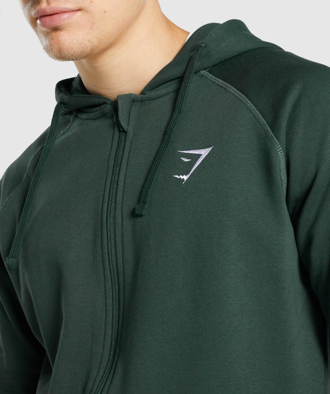 Gymshark Crest Zip Up Mørke Grønn | z9zatucH5Q7