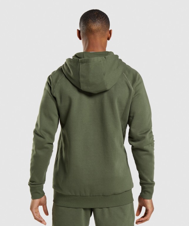 Gymshark Crest Zip Up Olivengrønne | 3GxNIFkxF2c