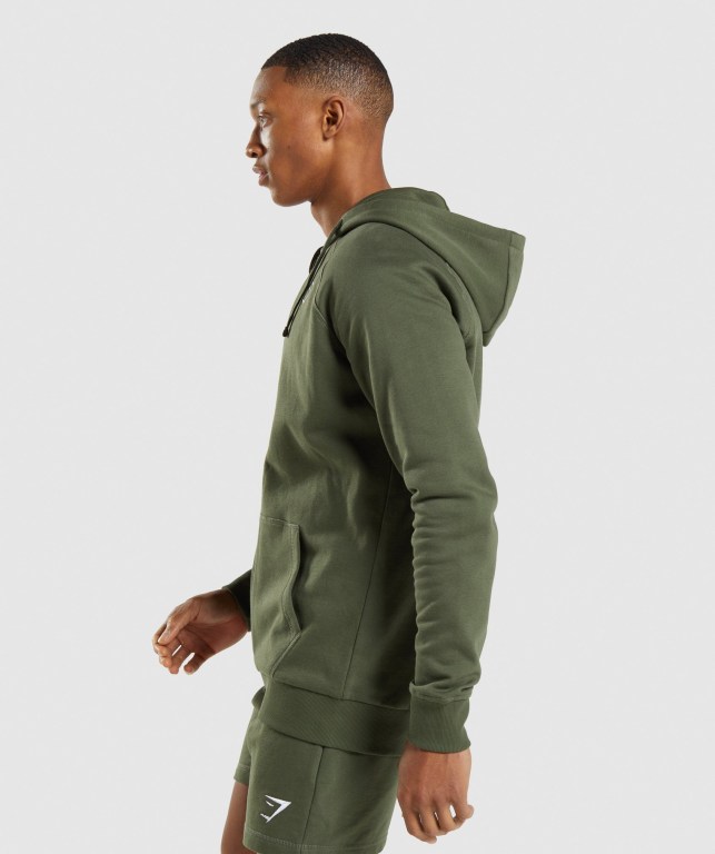 Gymshark Crest Zip Up Olivengrønne | 3GxNIFkxF2c