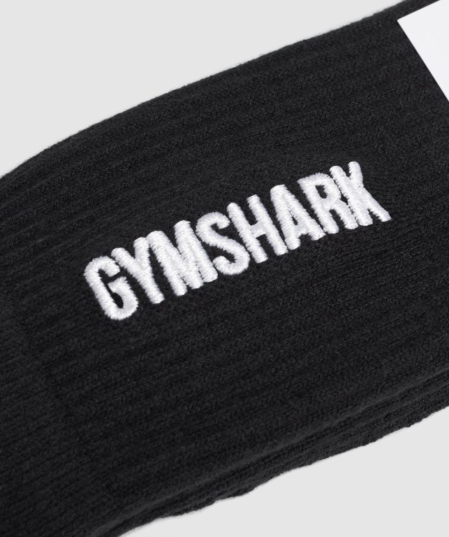 Gymshark Embroidered Logo Svarte | BvtvQZ3PEjx