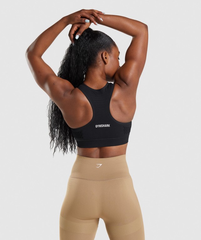 Gymshark Energy Seamless Sports Bra Svarte | DUDTlSLHoWI