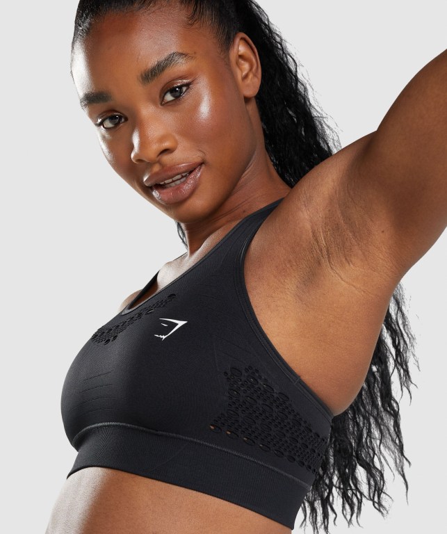 Gymshark Energy Seamless Sports Bra Svarte | DUDTlSLHoWI