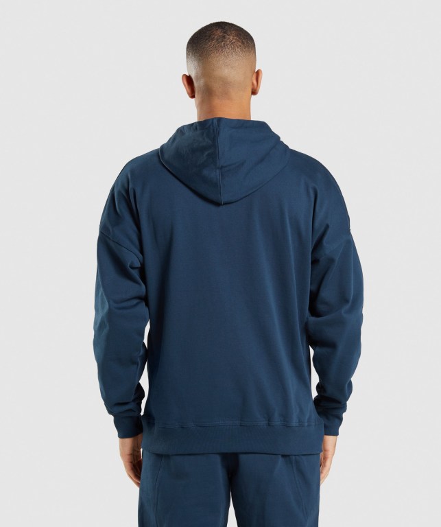 Gymshark Essential Oversized Zip Up Marineblå | e7tnaILc2Tv