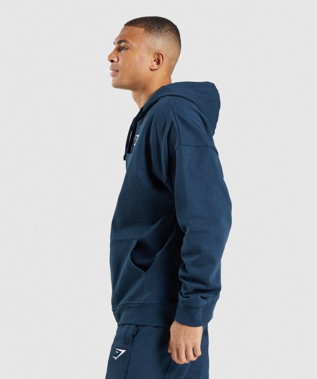 Gymshark Essential Oversized Zip Up Marineblå | e7tnaILc2Tv