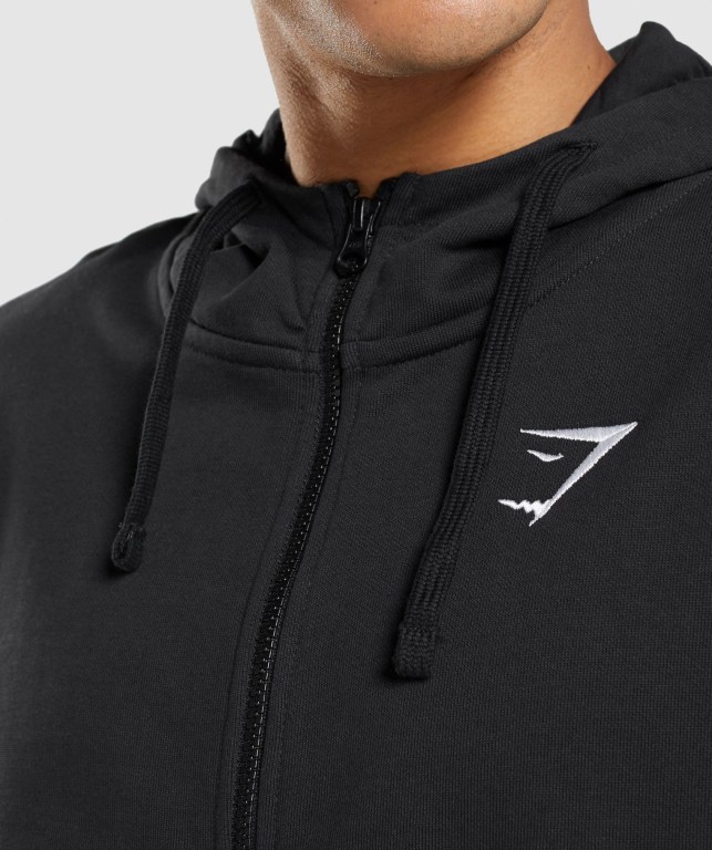 Gymshark Essential Oversized Zip Up Svarte | JvGZduChssQ