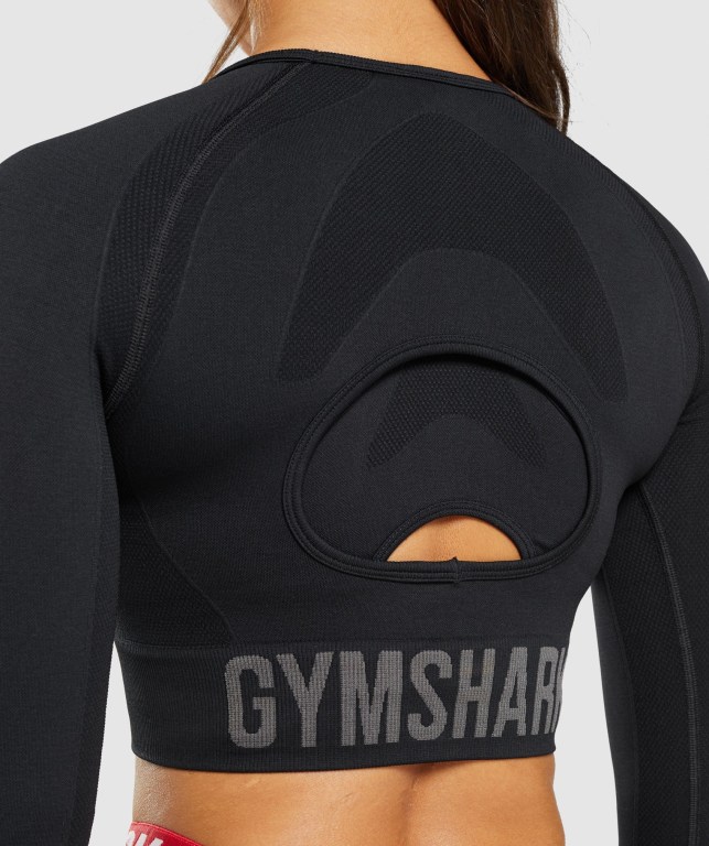 Gymshark Flex Sports Crop Top Svarte | ZR9G8QrO8Je