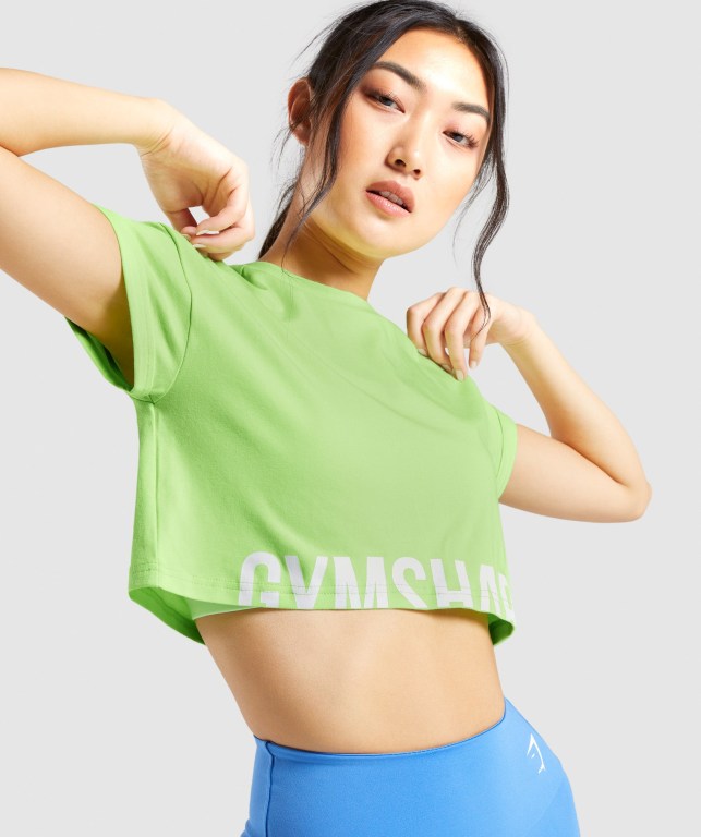 Gymshark Fraction Crop Top Grønn | hIJaeTbSGRH