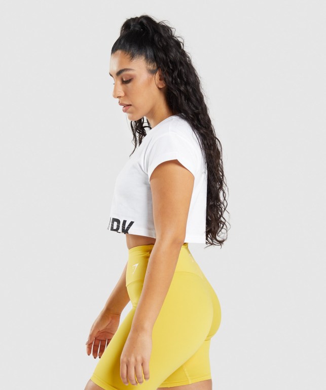 Gymshark Fraction Crop Top Hvite | 9IjkaCLSicm