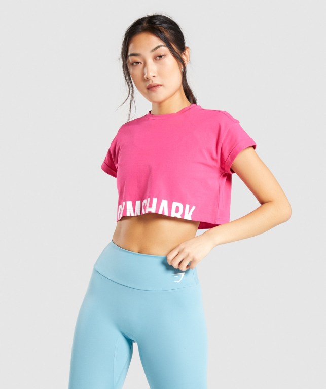 Gymshark Fraction Crop Top Rosa | D3grDgoezCR