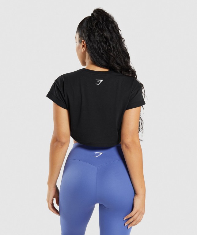 Gymshark Fraction Crop Top Svarte | 5Y5uvAD9LrP