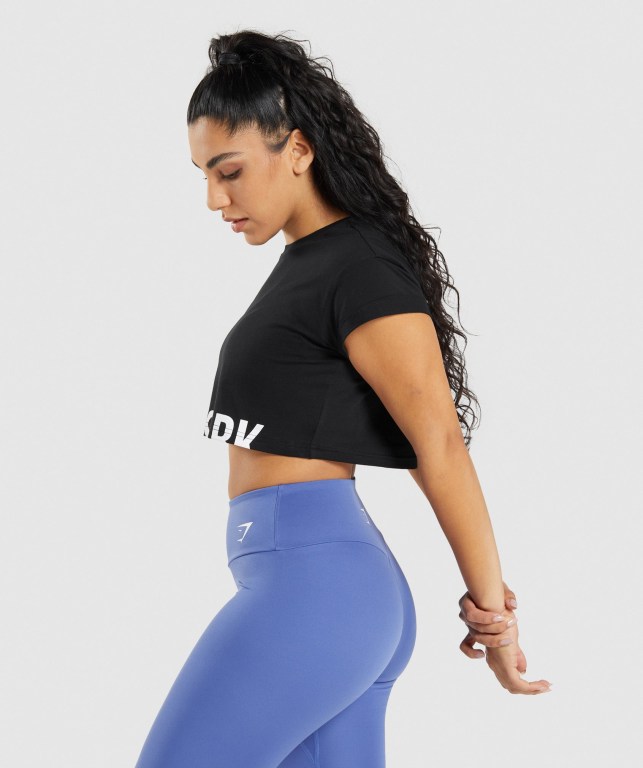 Gymshark Fraction Crop Top Svarte | 5Y5uvAD9LrP