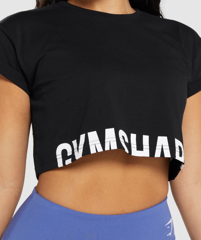 Gymshark Fraction Crop Top Svarte | 5Y5uvAD9LrP