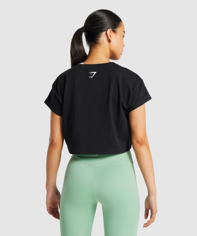 Gymshark Fraction Crop Top Svarte | v69LRrpcZgQ