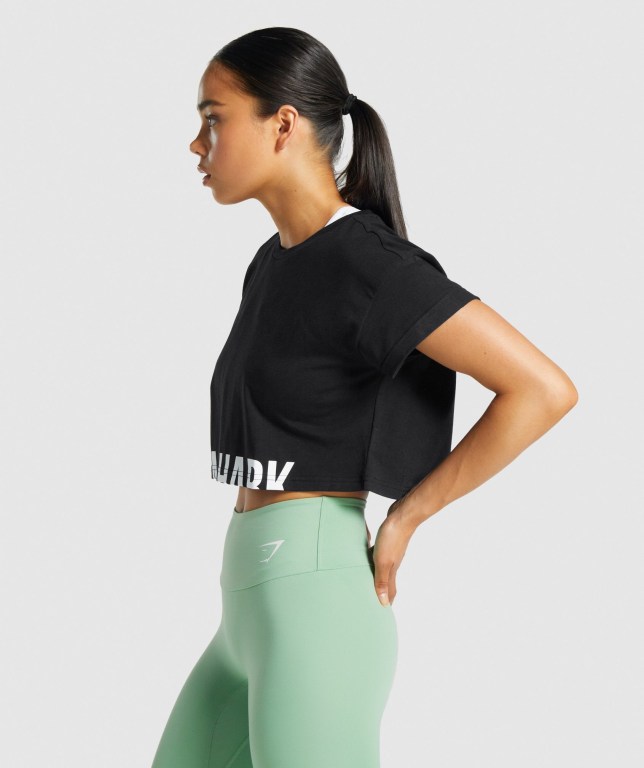 Gymshark Fraction Crop Top Svarte | v69LRrpcZgQ