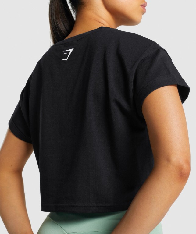 Gymshark Fraction Crop Top Svarte | v69LRrpcZgQ