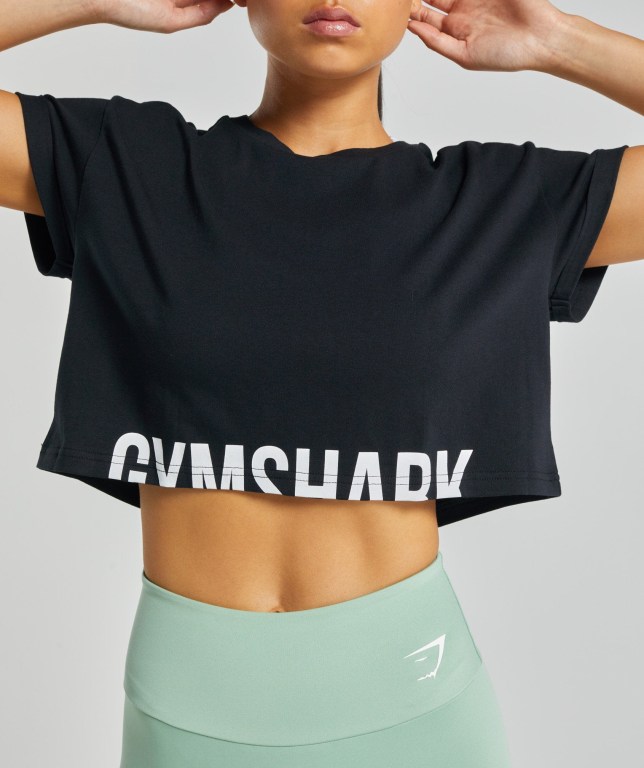 Gymshark Fraction Crop Top Svarte | v69LRrpcZgQ