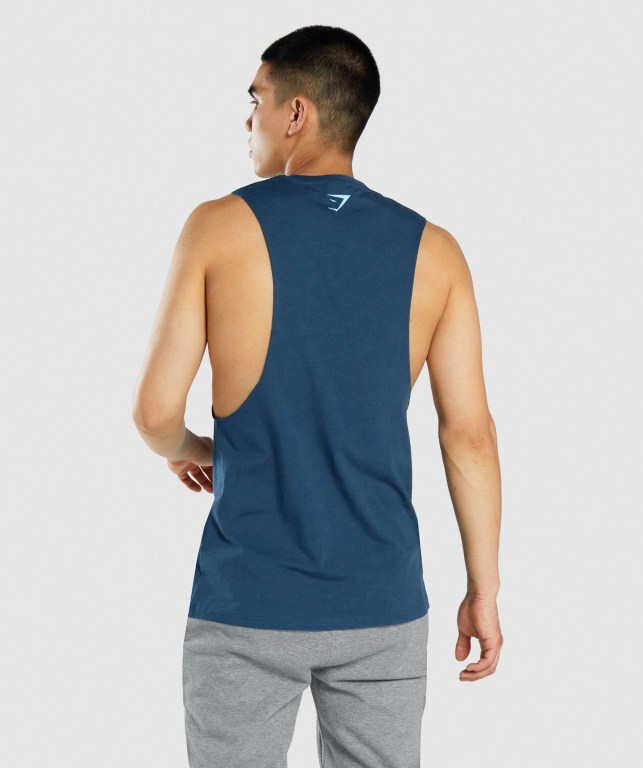 Gymshark GSLC Collegiate Drop Arm Marineblå | QLo2dqLnTl4